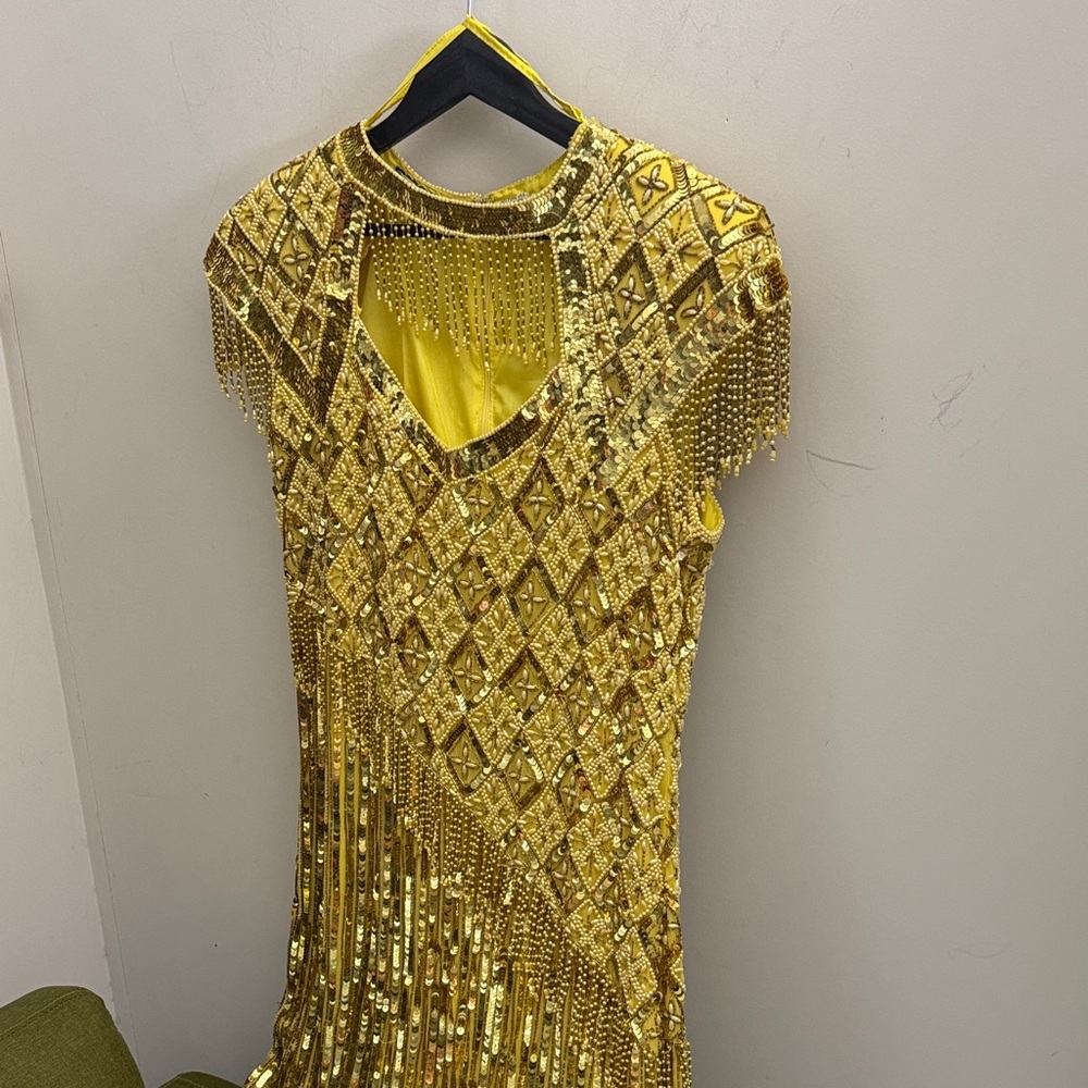 Elegant Gold Asymmetrical Dress